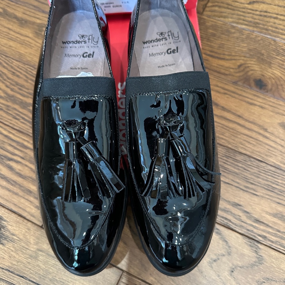 Wonders made in Spain Fly TALLA black patent loafers C-3342 EU 40 US 9